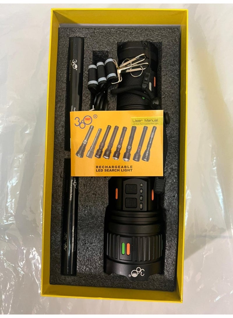 360 Professional Aluminum Alloy Type-C Rechargeable 3000m Long Range High Power Torch - Image 5